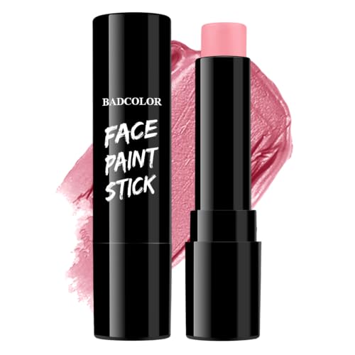 Image of BADCOLOR Pastel Pink Face Body Paint, Highly Pigmented Body Paint Stick, Hypoallergenic & Waterproof Eye Black for Halloween Sugar Skull Broken Doll Pink Clown Costume