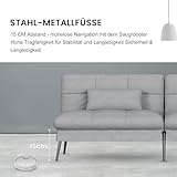 COMHOMA Schlafsofa mit Schlaffunktion – Futonbezug ausklappbar – Ecksofa – Gästesofa 3-Sitzer – mit Verstellbarer Rückenlehne aus grauem Stoff