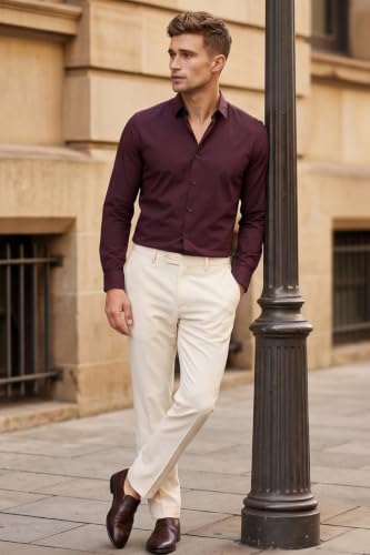 Image of Louis Philippe Men's Slim Fit Bamboo Blend Sustainable Stretch Young Formal Shirt