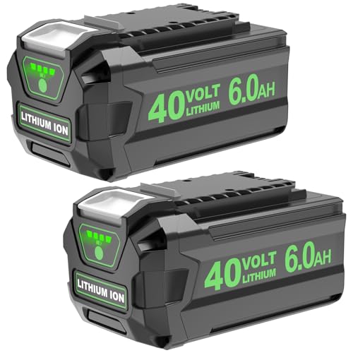 Image of 2Pack 6000mAh Lithium ion Replacement for Greenworks 40V Battery 6.0Ah Compatible with Greenworks 40Volt GMAX Battery 29462 29472 29252 20202 22262 25322 Cordless Power Tools(Black)