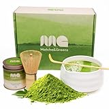 Matcha&Greens Matcha Kit Premium – Batidor de Bambú, Cuenco de Porcelana y Té Matcha 100% Natural 30g, Grado Premium, – Perfecto para Ceremonias Tradicionales.