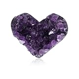 Marrywindix Amethyst Haling Crystal Natural Amethyst Heart Love Rock Raw Stone Purple Natural Rock Protection Crystals Cluster Palm Worry Stone Chakra Reiki Balancing Room Decor (Purple) (Purple)