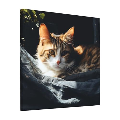 Peinture sur toile chat au repos 30,5 cm, une œuvre d'art moderne aux finitions artistiques