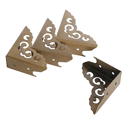Image of Metal Corner Guard Zinc Alloy Box Corner Protector Decorative Edge Cover Safety Guard Cabinet Furniture Corner Metal Bumpers Pack of 4