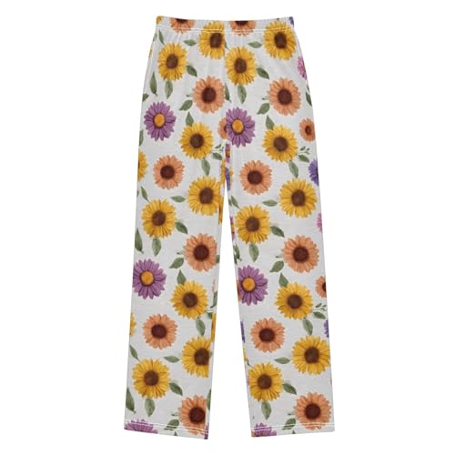 Pajama Pants Lounge Sleep PJ Bottoms Sleepwear Elastic Waist Drawstring S Sunflower Flower