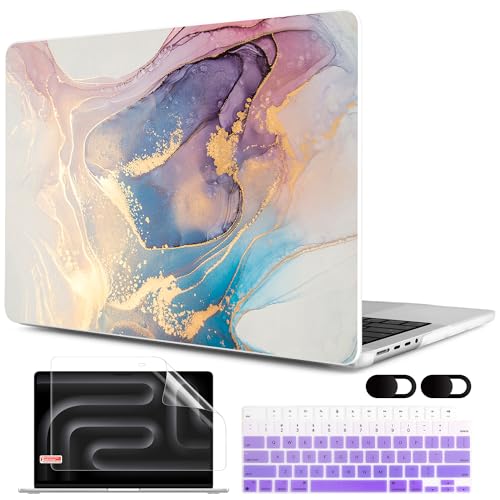 Image of MEEgoodo Case for MacBook Pro 14 inch (M5 /M4 /M3 /M2 /M1) Pro /Max 2026 2025 2024 2023 2021, Laptop Case Fit Model A3427 /A3426 /A3434 /A3112 /A3401 /A3185 /A2918 /A2992 /A2779 /A2442, Abtract Marble
