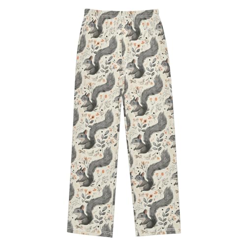 ALAZA Squirrel Pajamas Bottoms with Pockets Comfy Pjs Sleepwear Elastic Waistband Pajamas Pants Lounge Pants for 6-14 Years