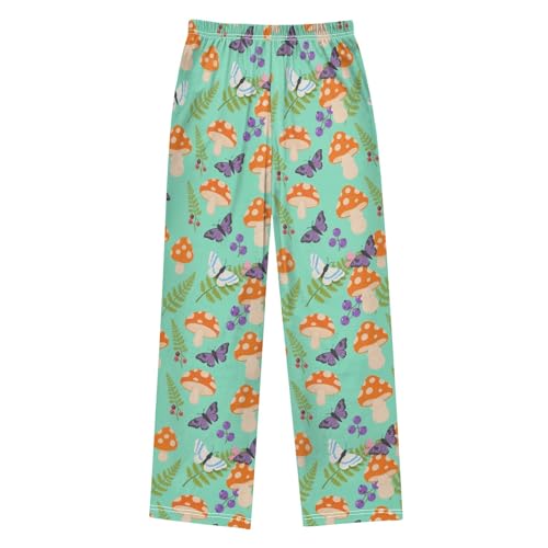 Pajama Pants Lounge Sleep PJ Bottoms Sleepwear Elastic Waist Drawstring S Mushroom Witch Moth Green2
