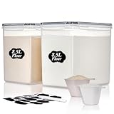 Vtopmart 8.5L 2 Pack Extra Large Flour Sugar Storage Containers, Each for 10lbs flour, Airtight Kitchen Pantry Organization Canisters with Lids for Bulk food, Rice, Baking Supplies, BPA Free, Black