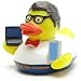 Produktbild Duckshop I Badeente Nerd I Quietscheente IT-Spezialist I L: 9 cm I inkl. Gummienten-Schlüsselanhänger im Set I Badespielzeug