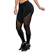 Tulucky Women's Full Length Mesh Workout Sports Tights Gym Yoga Pants Leggings (L, Black)