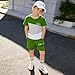 Azmxynol Boys Clothes Summer 2 Pieces Outfit Set Patchwork Letter Print Short Sleeve Shirt Top + Shorts Little Boy Clothing Size 6 7