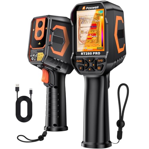 FOXWELL RT280 PRO Thermal Camera 640x480 Imaging Resolution Dual-Camera Thermal Imaging Camera with 2MP Visual Camera 512x384 TISR Resolution Infrared cameras with Laser PC Analysis