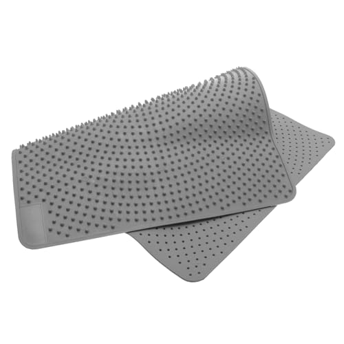 Toddmomy 1個 猫砂マット 折りたたみ可能 ペットボウル用フードマット ごみマット 洗える 猫用ペット給餌マット ごみパッド ペットマット かわいいゴミマット 塩ビ Grey