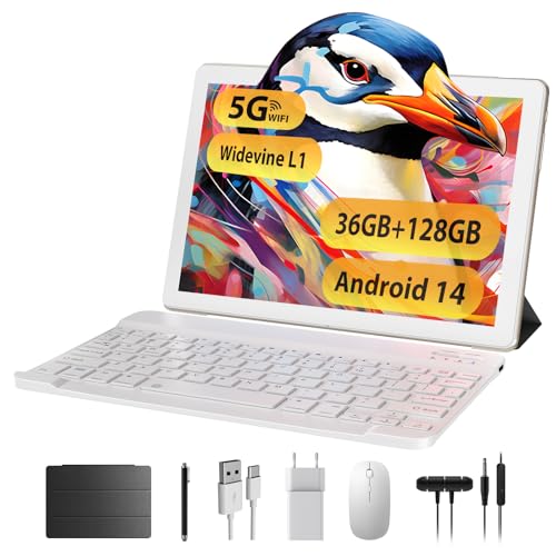 TIGERFU Tablet, Tablet 10 Pollici Android 14, 36GB RAM+128GB ROM(TF 1TB), 5G/2.4G WiFi, Octa-Core...