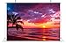 BELECO 5x3ft Fabric Sunset Beach Backdrop Tropical Seaside Coconut Palm Trees Background Backdrop Summer Beach Sunset Hawaii Luau Party Decorations Birthday Photoshoot Studio Photo Props