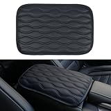 Amiss Auto Center Console Pad, Universal Waterproof Car Armrest Seat Box Cover, Car Interior Accessories, Leather Auto Armrest Cover Protector for Most Vehicle, SUV, Truck (Black)