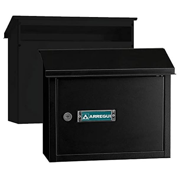 ARREGUI V4074 Buzón Recogecartas Maxi de Acero Para Puertas o Verjas en el Interior, Boca Recogecartas de 33x4 cm, Tamaño M (Correo DIN A4 y Revista), Resistente a la Intemperie, Negro Texturado