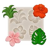 Tropical Flowers Leaves Plumeria Flower Mold Tropical Party Decorations Mold for DIY Chocolate Candy Cake Decorating Silicone Fondant Baking Mould