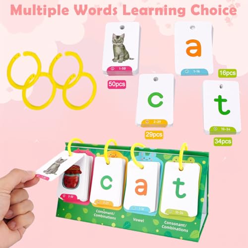 Image of PATPAT Phonics Flash Cards, CVC Reading and Sight Words for Kids