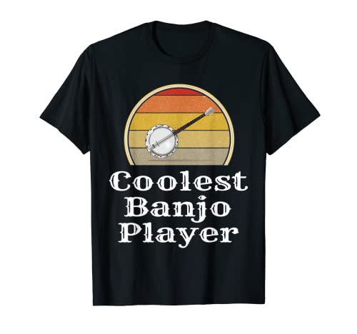 Homme Coolest Banjo Player Instrument de musique rétro Motif herbe bleue T-Shirt