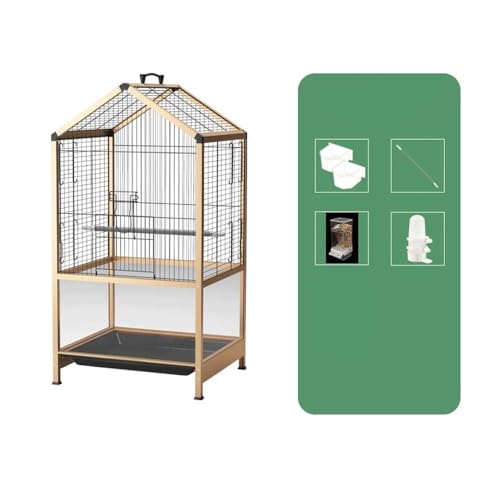 Vogelkäfige Vogelkäfig aus Metall mit doppelter Präsentation, geeignet for Papageien, Kanarienvögel, Loris, Turteltauben und Finken. Goldfarbe groß Komfortabel-2