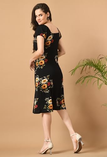 Image of IUGA Women's Half Sleeve Round Neck Printed Dress