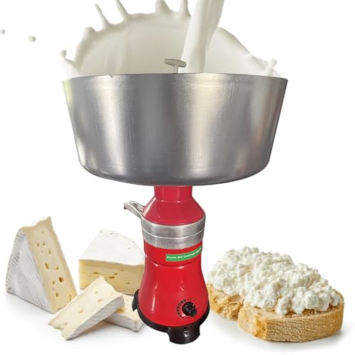 Separador de crema de leche RPM ajustable, separador eléctrico de crema de 80 l/h para producción de leche descremada y crema