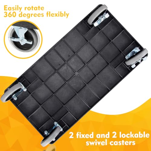 Image of ELAFROS 2-Tier Heavy Duty Rolling Cart, 34 x 17 in, 2 Fixed 2 Swivel, Black