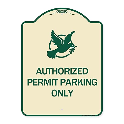SignMission Designer Series Sign - Authorized Church Parking Only (with Graphic) | Tan & Green 18" x 24" Heavy-Gauge Aluminum Architectural Sign | Made in The USA