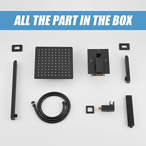 Ankita Black Shower System 10 Inches Brass Bathroom Luxury Rain Mixer Shower Combo Set Wall Mounted Rainfall Shower Head System… #TOP6