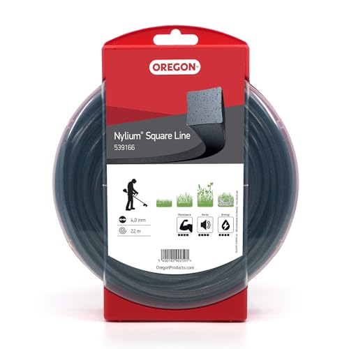 Oregon Fil de débroussailleuse Nylon Carré 4mm, Coupe herbes hautes, mauvaises herbes,...