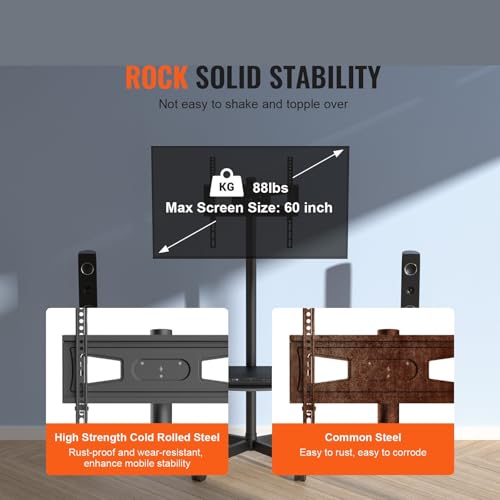 Soporte móvil para TV con ruedas y doble bandeja ajustable miniatura 3