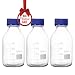 Cadamada 500ML Thick Glass Round Media Storage Bottles with Blue GL45 Screw Cap Pk/3 Thick Graduated Borosilicate Pyrex Glass Container