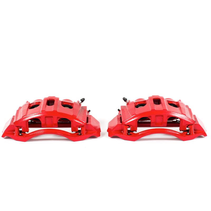 Image of PowerStop Rear Red Powder Coated Brake Caliper Pair for Ford E-150 2008-14 |E-250 2008-14 |E-350 Super Duty 2008-19 |E-350 Super Duty 2021-26 - High-Temp Brake Caliper Upgrade, S5074