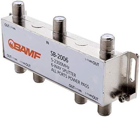 BAMF 6-Way Coaxial Cable Splitter, Bi-Directional MoCA 5-2300MHz, RG6 Compatible, 2-Way Internet and TV Splitter for Satellite, Antenna, Analog/Digital Connections