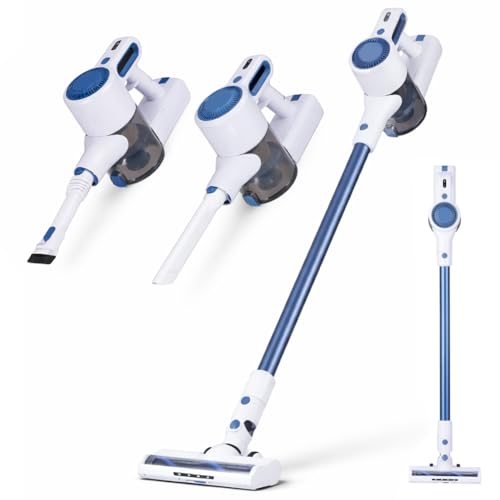 BAKAJI Scopa Elettrica 2 in 1 Ricaricabile Senza Fili, Aspirapolvere Potenza 150 W con Spazzola Rotante, Aspiratutto Senza Sacco con Batteria a Lunga Durata e Aspirabriciole