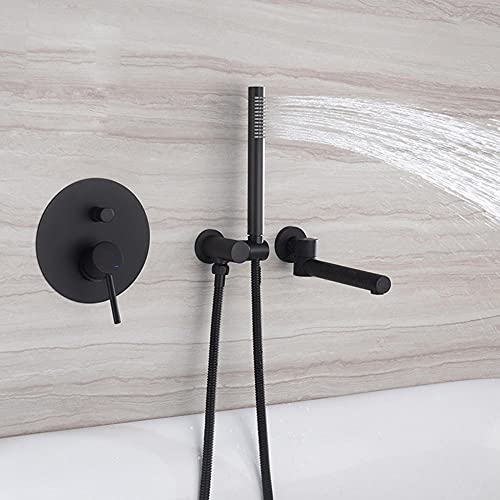 Robinet de baignoire cascade mural noir 90 mitigeur rotatif multifonction et douchette