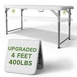 Ortus Collective Folding Table 4 Foot - 2-Position Adjustable Height, Heavy Duty 400 lbs Capacity - Portable Tables Folding for Camping, Party, Indoor & Outdoor Use, 1 Pack