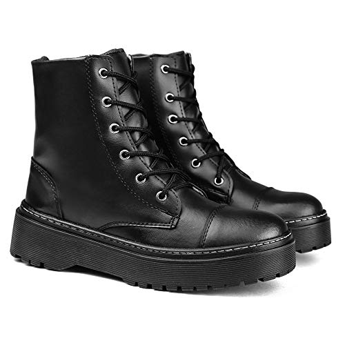 Bota Plataforma Blogueira Tratorado Macio Feminino (37, Preto)