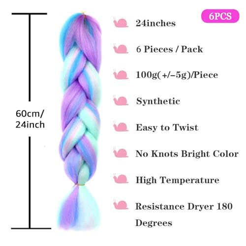 Extensions cheveux synthétiques tresses violettes et dreadlocks amovibles - 4