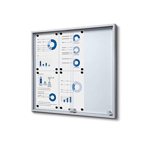 Schaukasten 6 x A4 Alu mit Schiebetüren Infokasten innen ESG Sicherheitsglas 6x DIN A4