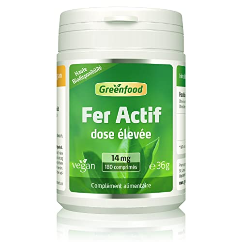 Greenfood Fer Actif 14 mg, 180 Comprimés Vegan