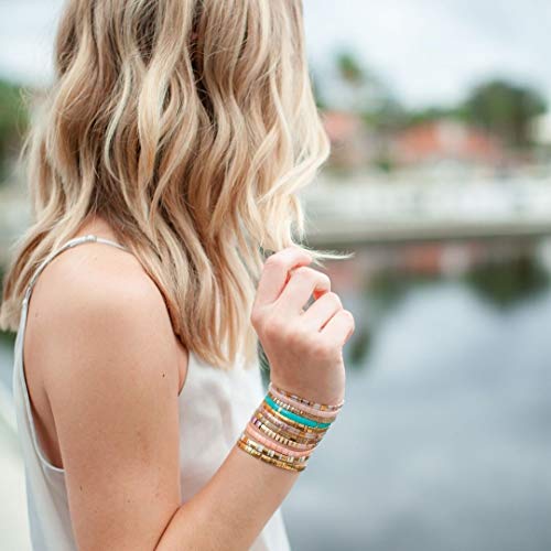 Image of KELITCH Women Stretch Bracelets Mixed Tila Seed Beaded Bracelets Lucky Jewelry for Women Lovers