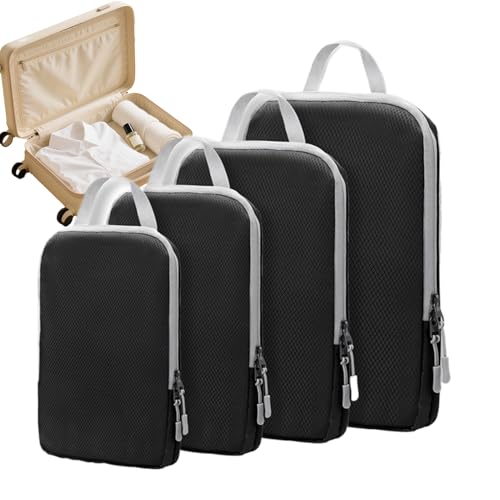 Cubes d'emballage de compression – 30 x 10 x 40 cm, cubes d'emballage ultra légers | 4 pièces de différentes tailles pour valises, sacs de rangement de...