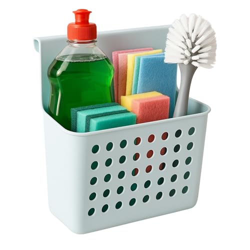 CHEFZOCO Cesto de almacenaje para puertas, Estante de cocina para colgar, Organizadora de Cocina con Gancho, Apta para colgar en mueble, 26 cm altura, 24.5 cm ancho, 13 cm fondo, Plástico, Blanco