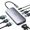 Estación de acoplamiento USB C dual HDMI, estación de acoplamiento MOKiN 3 monitores, Displayport, VGA, carga PD de 100 W, 2USB A 2.0, adaptador multipuerto USB C 2.0, concentrador USB 8 en 1 para
