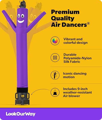 Image of LookOurWay Air Dancers Wacky Waving Inflatable Tube Guy - 7ft Tall Inflatable Advertising Waving Dancing Man with Sky Dancer Blower - Purple