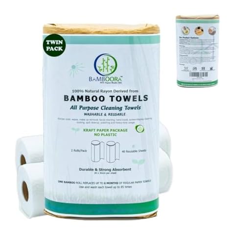 BAMBOORA Pack of 2 Washable Reusable Bamboo Paper Towels Cover