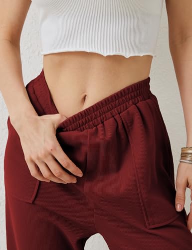 Image of Himosyber Women Cotton Pants Wide Leg Pants Casual Loose Baggy Elastic Waist Beach Palazzo Harem Pants